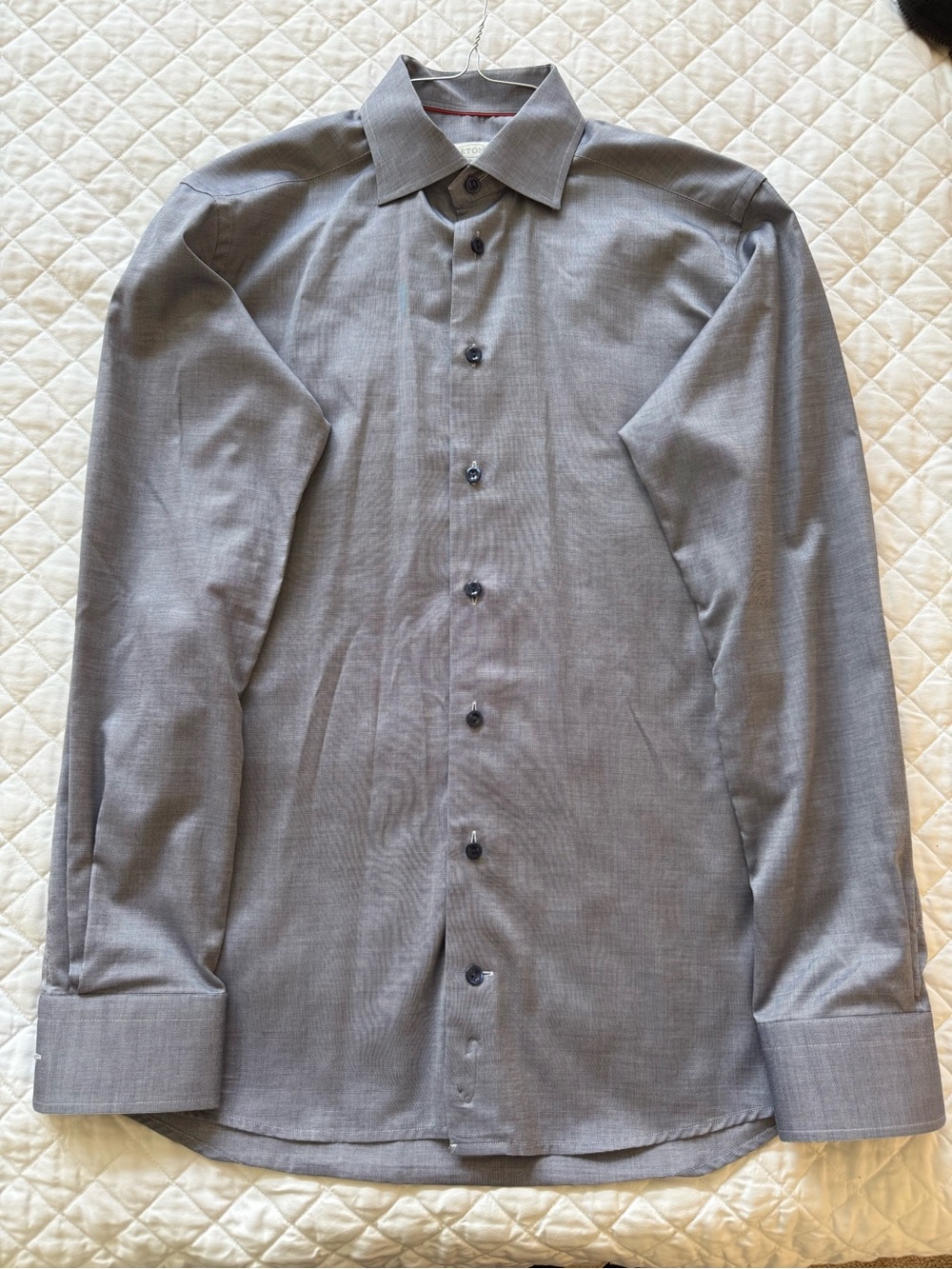 Eton Slim Fit Dress Shirt Men’s 15.5 Grey Micro-Check